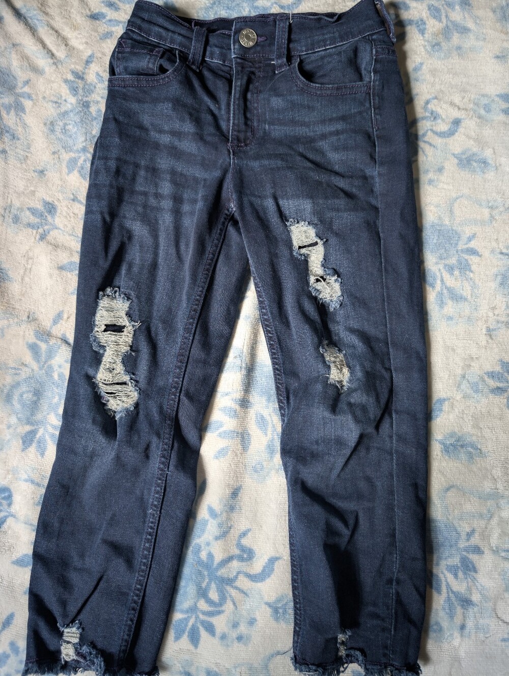 Justice Dark Blue Ripped Skinny Jeans